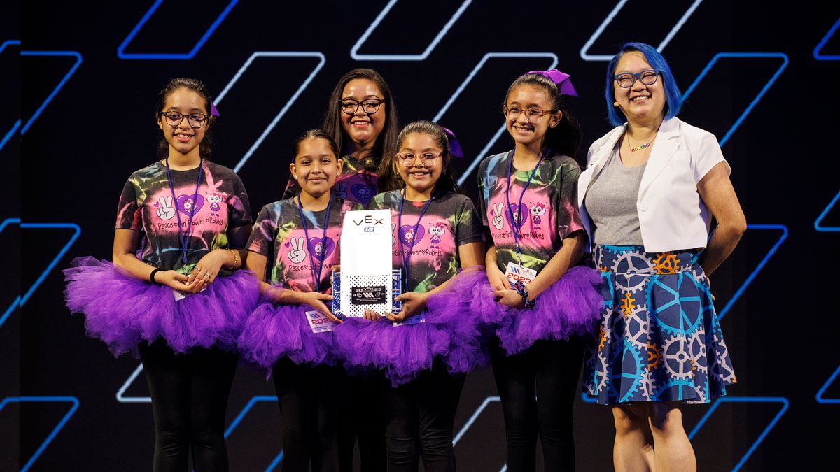 Girl Powered team presented award at VEX Robotics World Championship