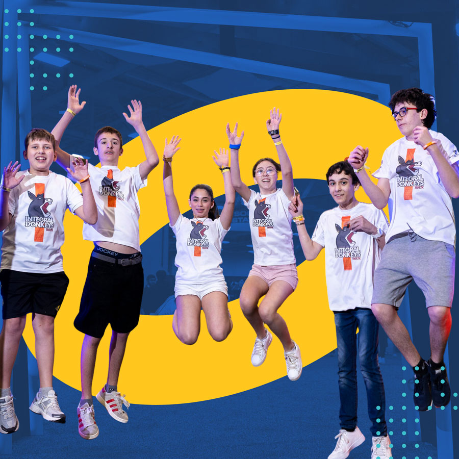 Team does a synchronized jump