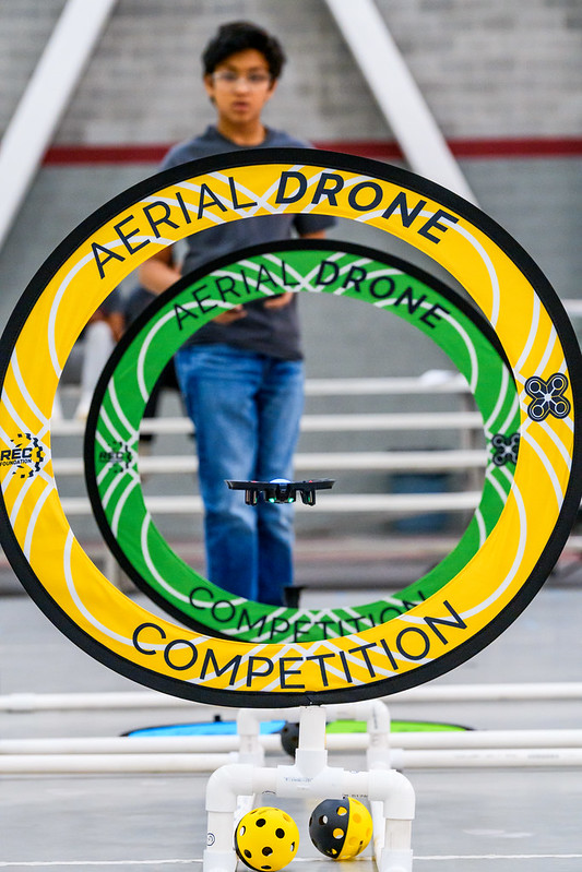 Participant pilots a drone