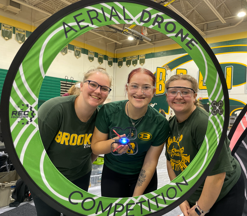 Aerial Drone Competition team poses with their drone