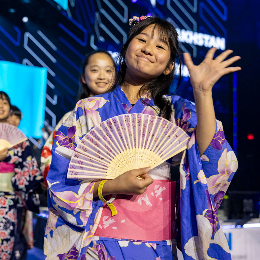 Participant represents Japan in the Parade of Nations at the VEX Robotics World Championship