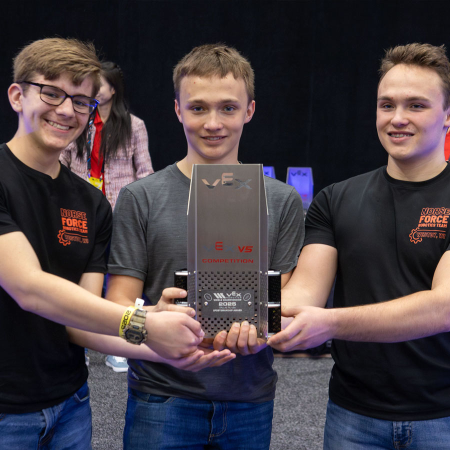 Team holds their award at the VEX Robotics World Championship