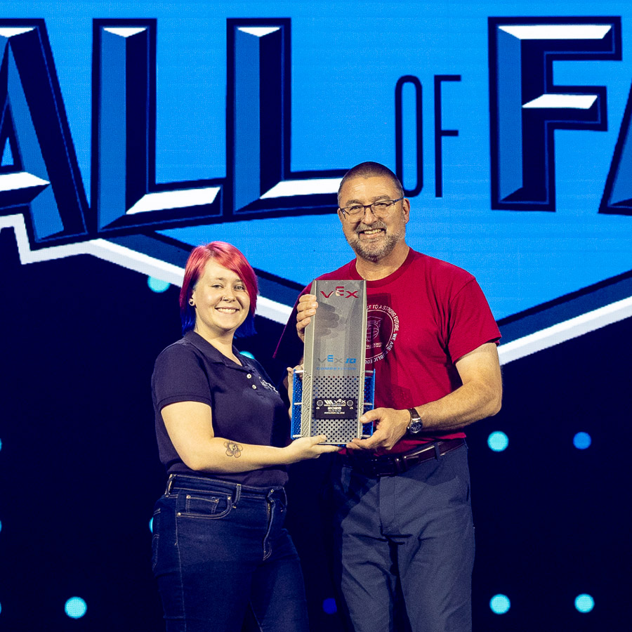 Axel Reitzig accepts the Inspiration All Star Award at the 2025 VEX Robotics World Championship