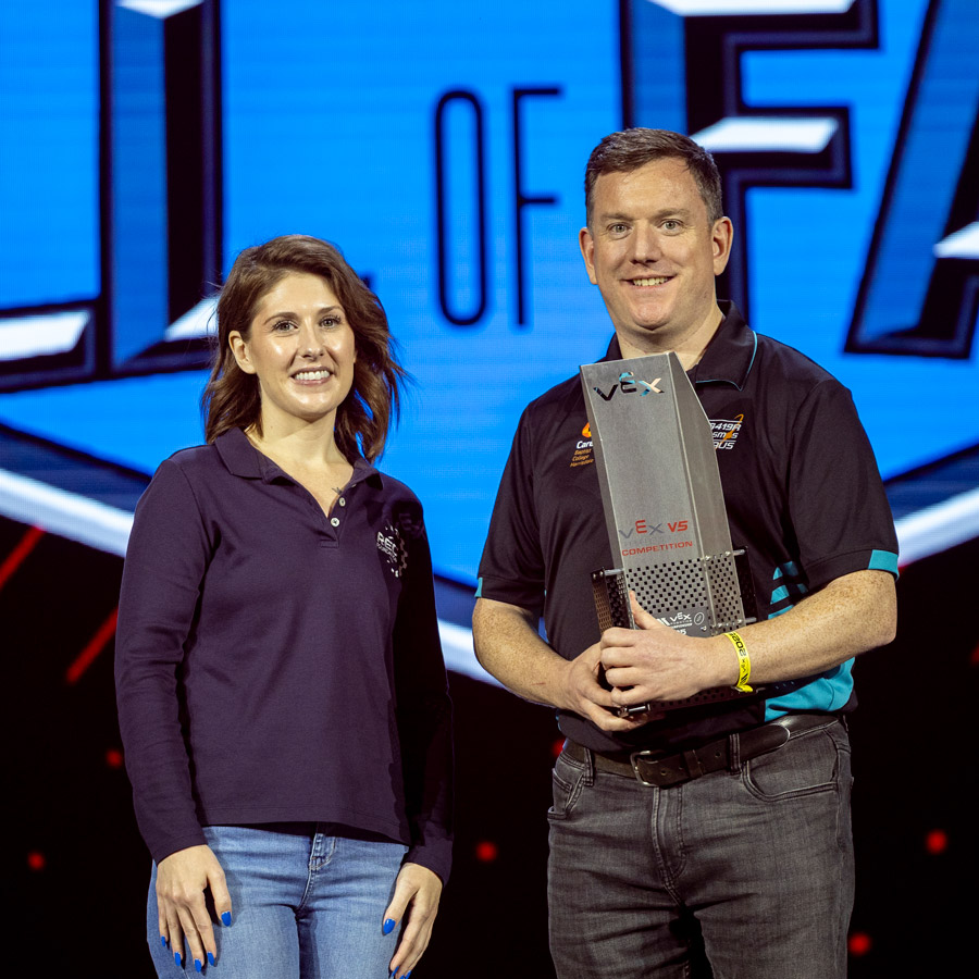 Daniel Braithwaite accepts the Inspiration All Star Award at the 2025 VEX Robotics World Championship