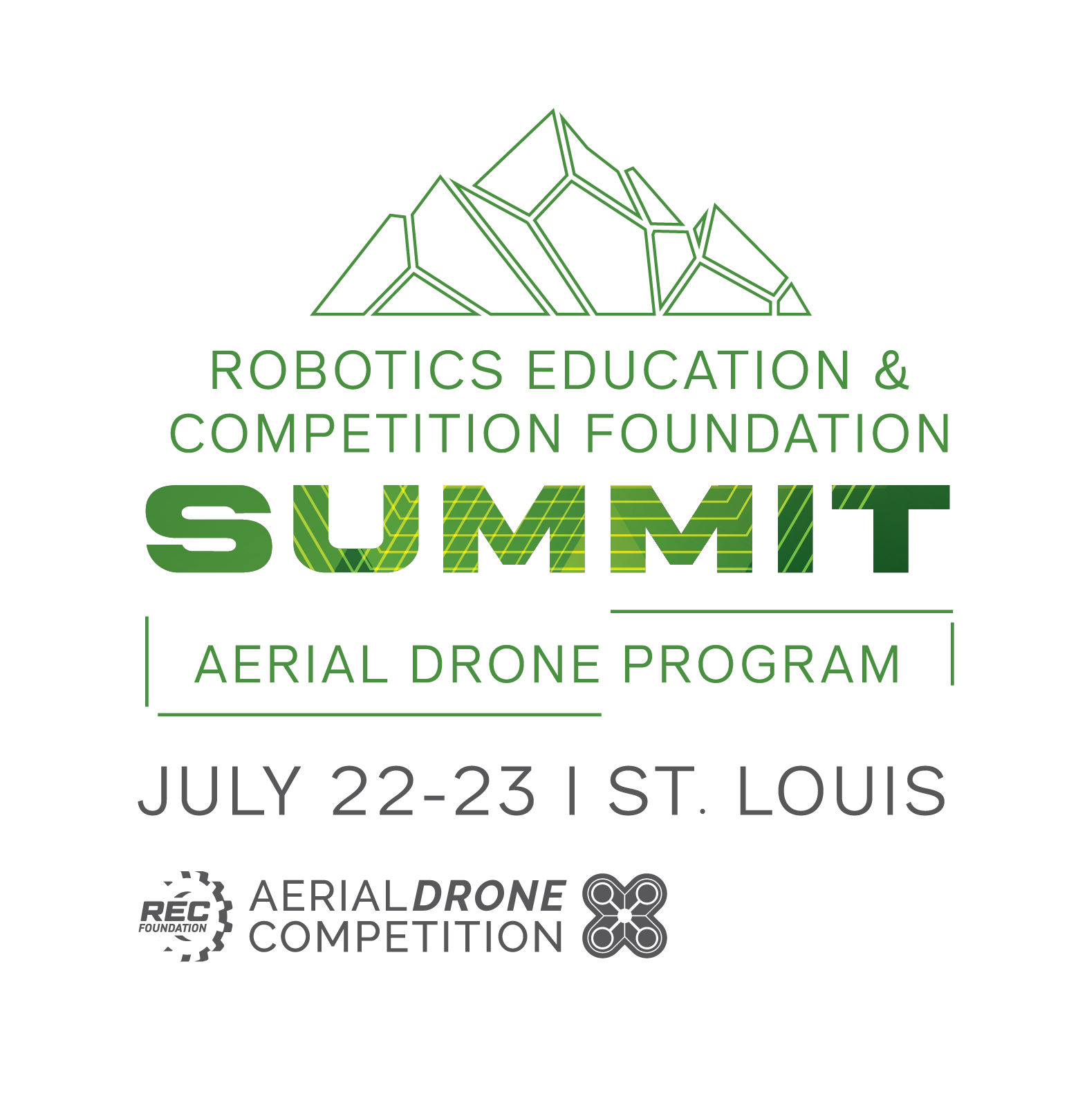 Robotics Education & Competition Foundation Summit Aerial Drone Program. July 22-23. St. Louis. Aerial Drone Competition