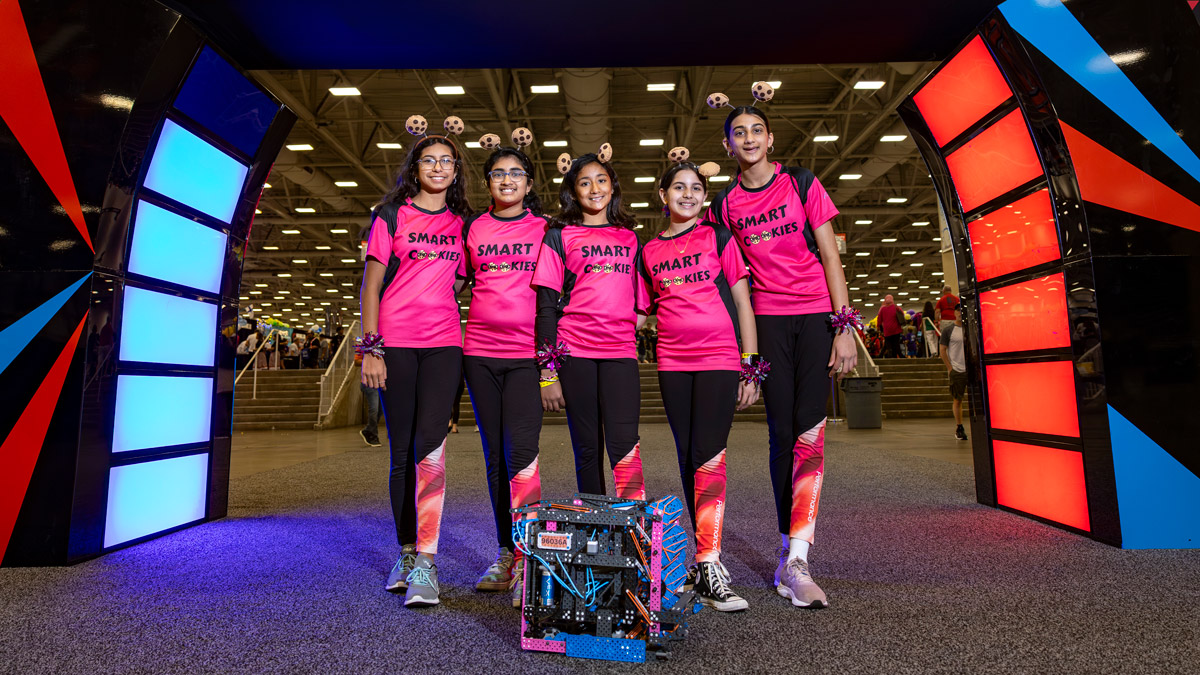 Girl Powered team poses at the VEX Robotics World Championship