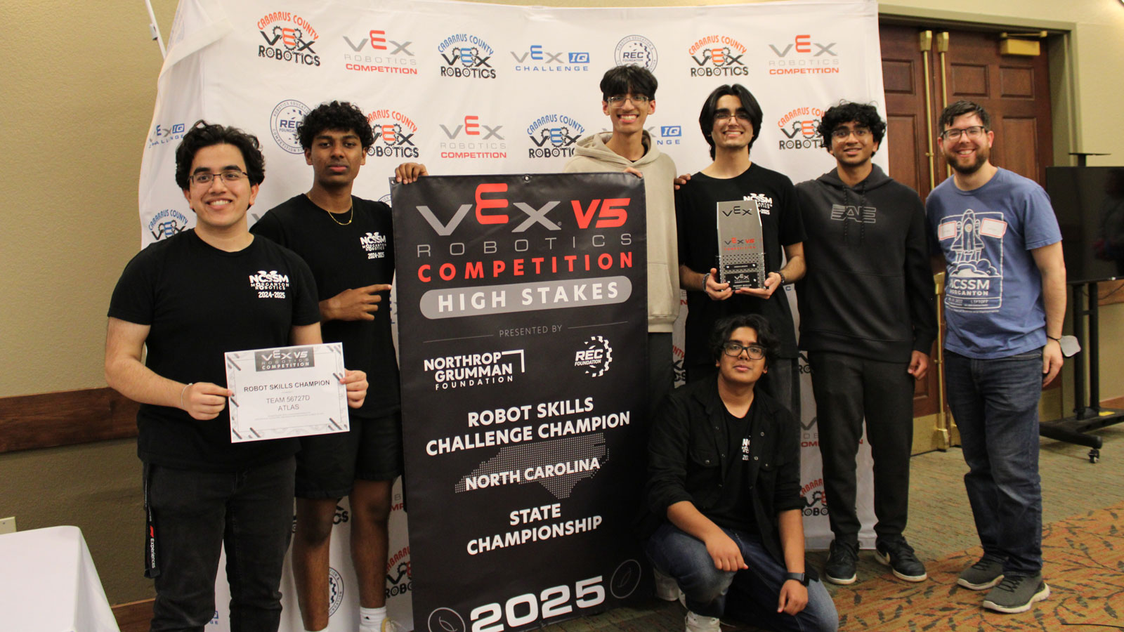 North Carolina School of Science and Mathematics-Morganton team poses with their award banner