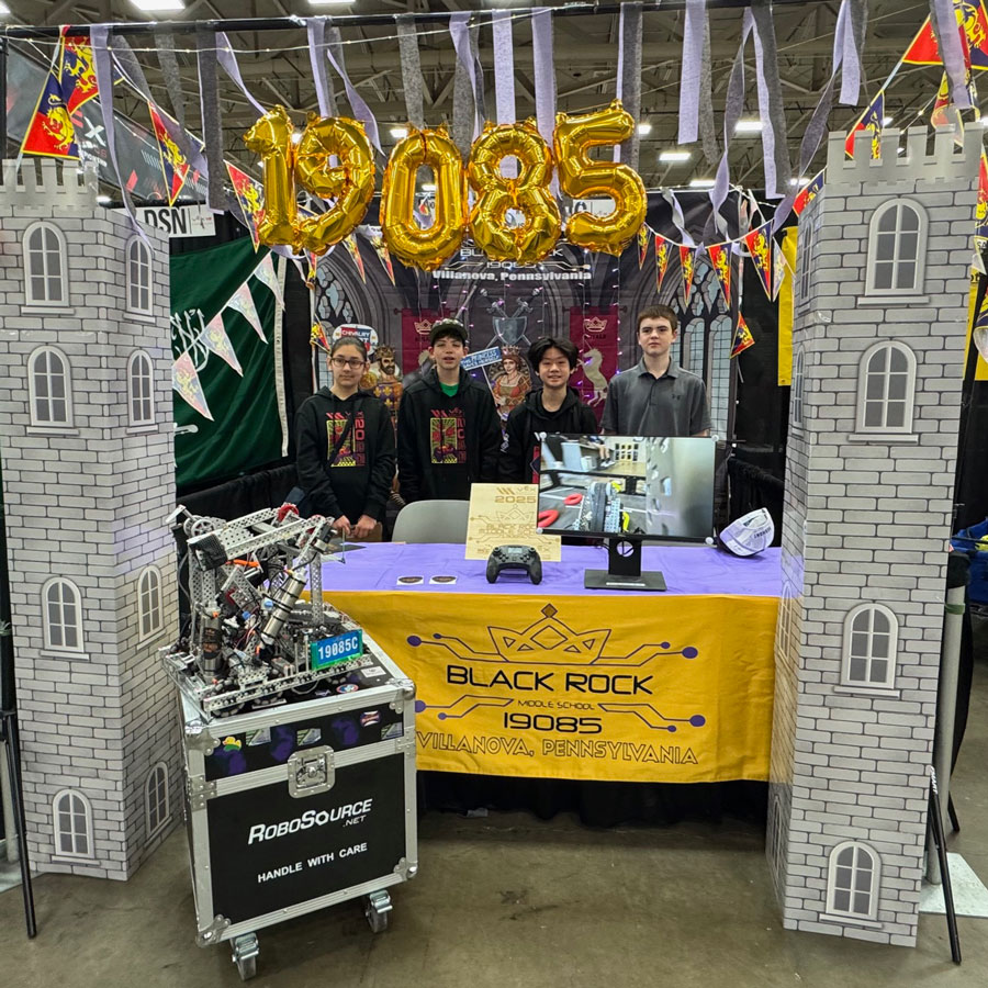 Team 19085C in their pit at the VEX Robotics World Championship