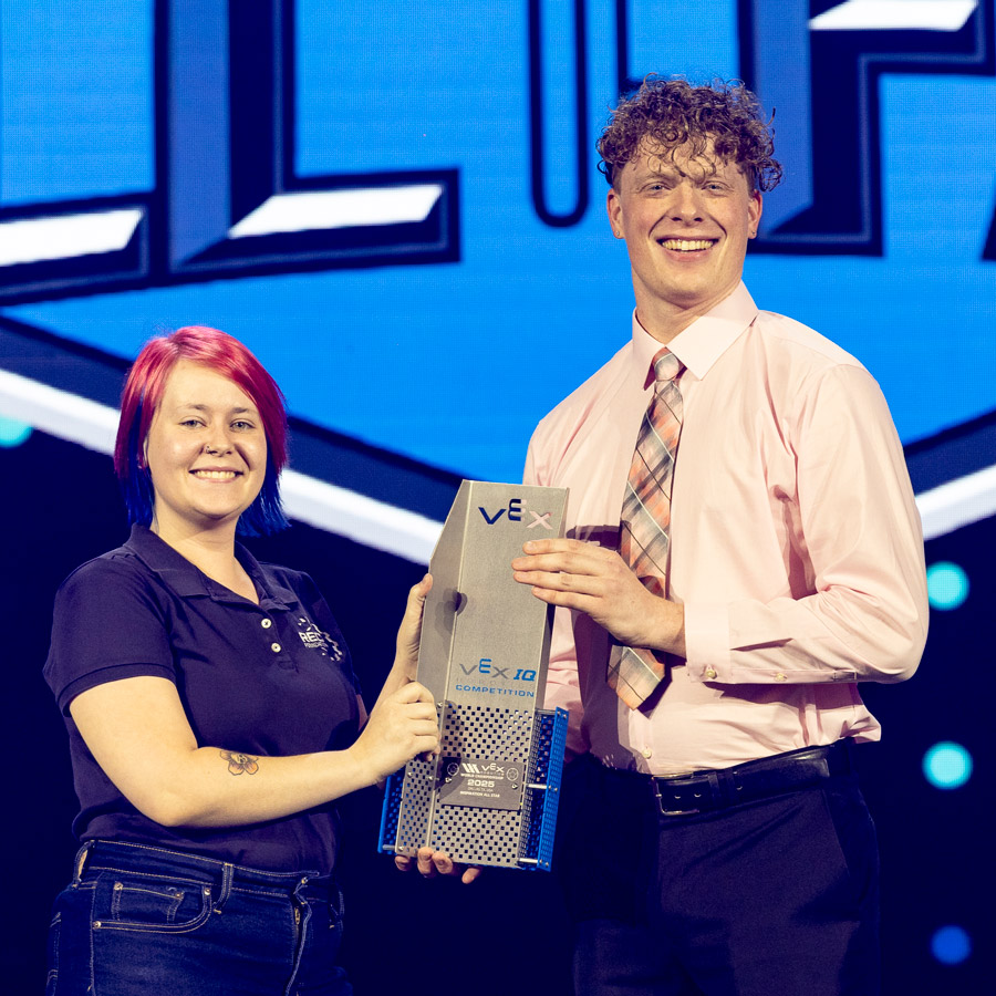 Traeton Dansby receives Inspiration All Star award at the 2025 VEX Robotics World Championship