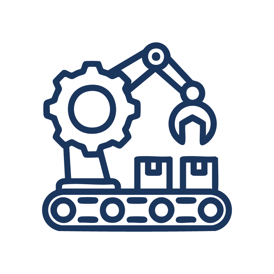 Robotics in Manufacturing Fundamentals icon, decorative