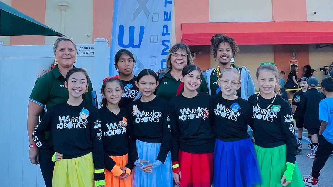 Team 6855B outside a VEX robotics event.