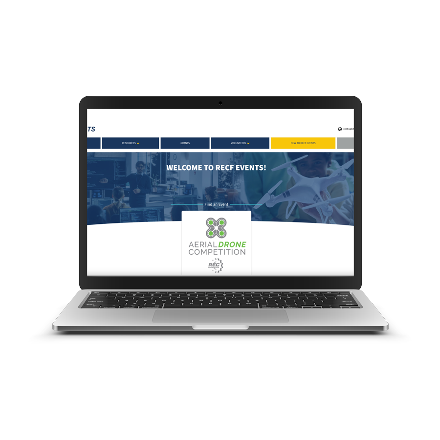 RECFEvents home page displayed on a monitor.