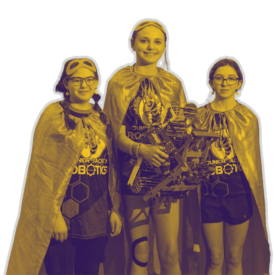 Team poses with robot