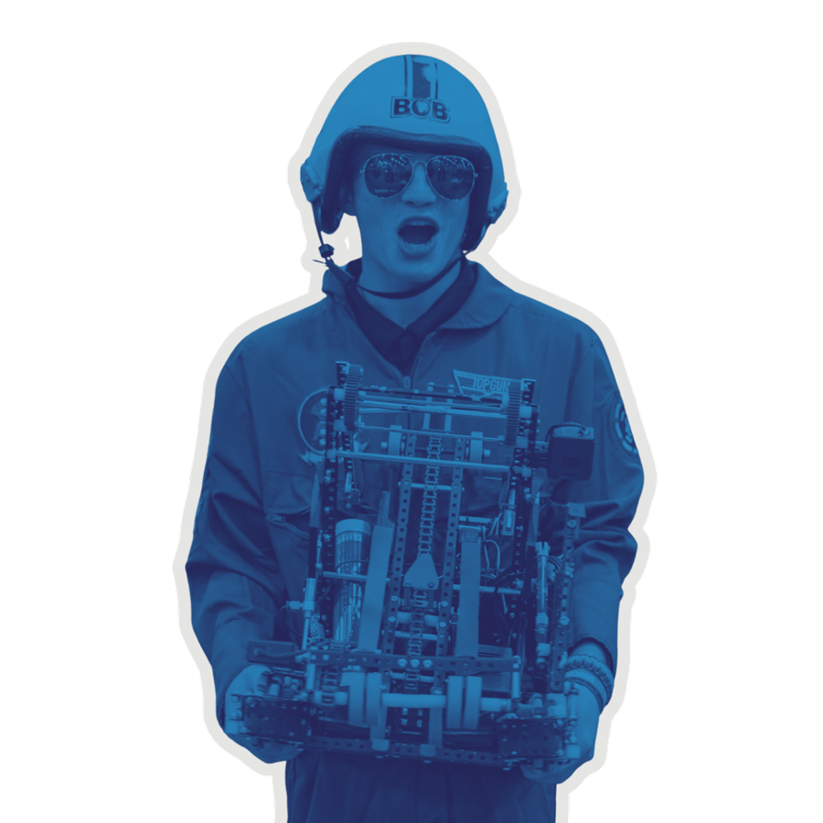 Participant carries a robot