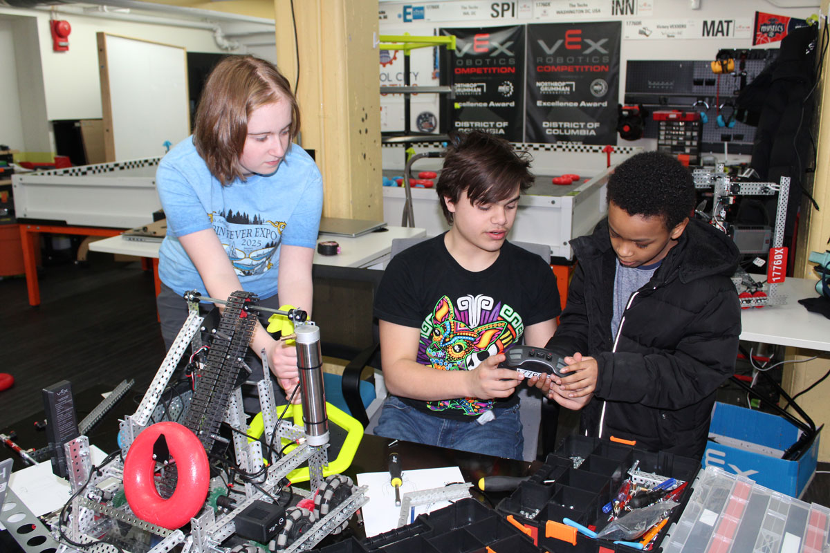 Students work on their robot