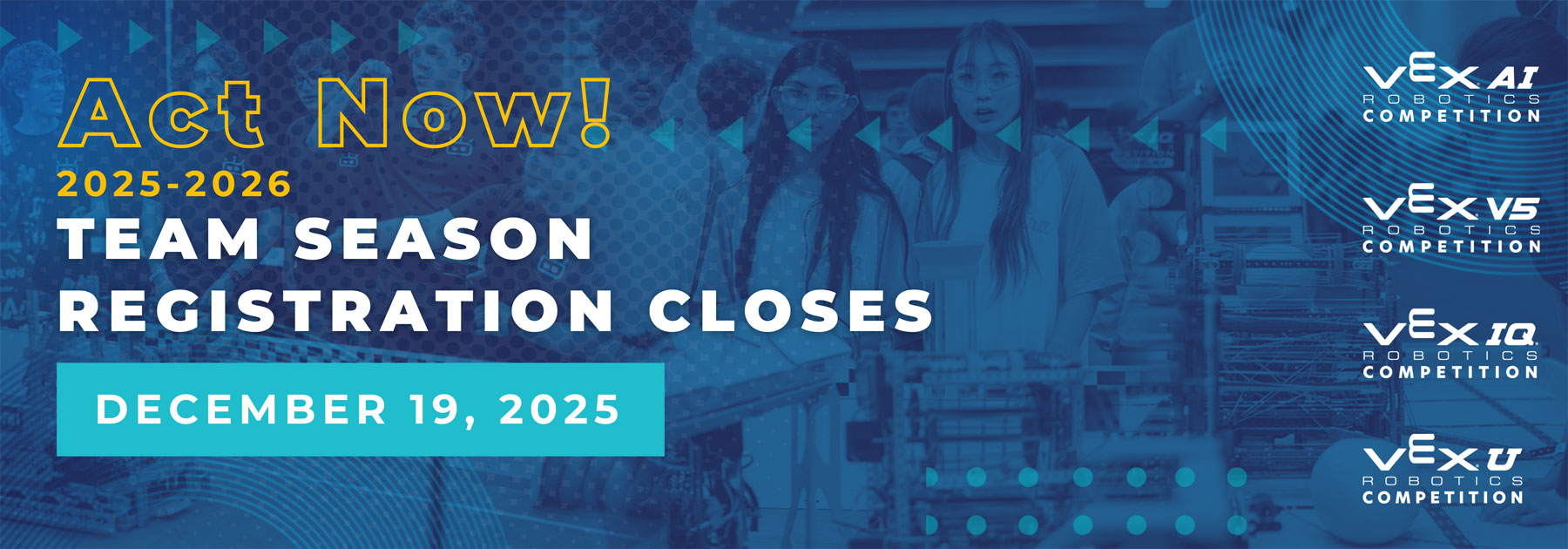 Team Registration Closes Banner. December 19, 2025